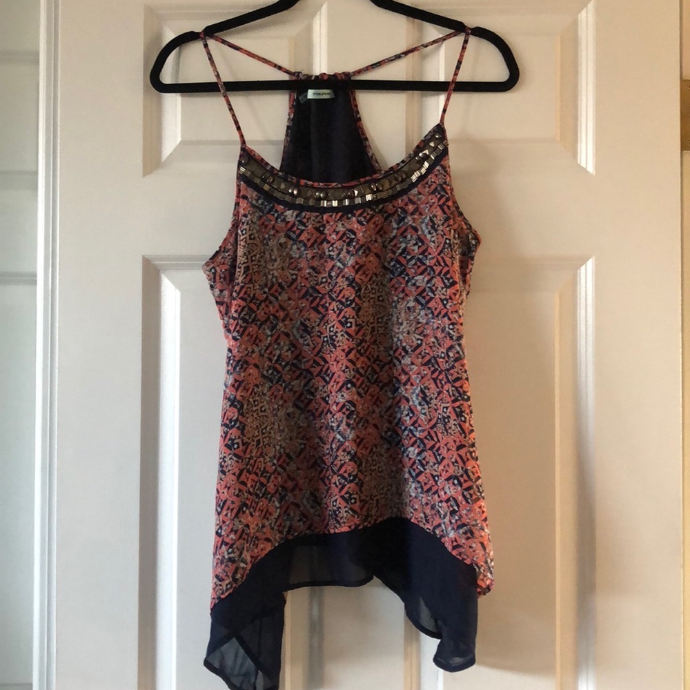EUC Cute boho-chic embellished tank (M)